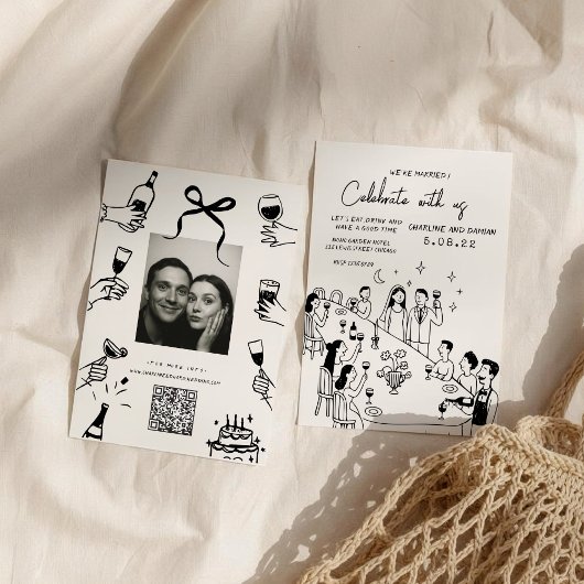 Whimsical Hand Drawn Scribble Wedding Einladung