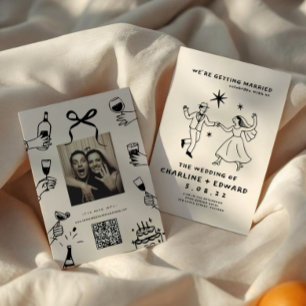 Whimsical Hand Drawn Scribble Wedding Einladung