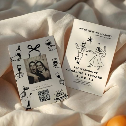 Whimsical Hand Drawn Scribble Wedding Einladung