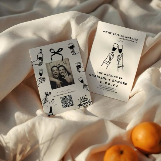 Whimsical Hand Drawn Scribble Wedding Einladung