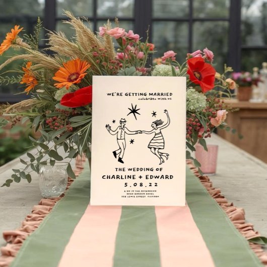 Whimsical Hand Drawn Scribble Wedding Einladung