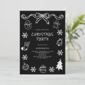 Whimsical Hand Drawn Scribble Weihnachts-Party Einladung (Stehend Vorderseite)