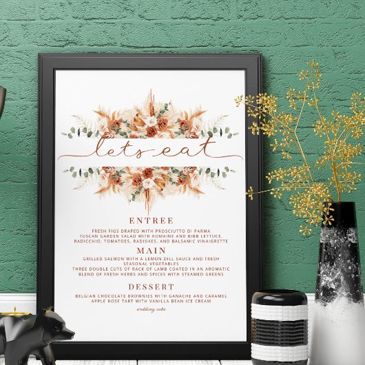 Whimsical Hand Drawn Script Hochzeitsmenü Poster