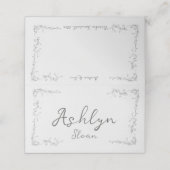 Whimsical Hand Drawn Script Wedding Guest Platzkarte (Außenseite Aufgefaltet)