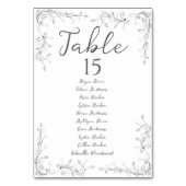 Whimsical Hand Drawn Script Wedding Seating Plan Tischnummer (Vorderseite)