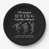 Whimsical Hand Drawn Skeletons Halloween Party Pappteller (Vorderseite)