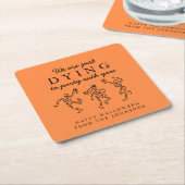 Whimsical Hand Drawn Skeletons Halloween Party Rechteckiger Pappuntersetzer (angewinkelt)