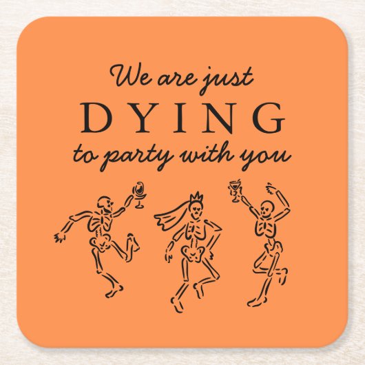 Whimsical Hand Drawn Skeletons Halloween Party Rechteckiger Pappuntersetzer (Vorderseite)