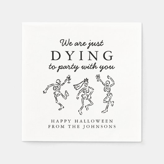 Whimsical Hand Drawn Skeletons Halloween Party Serviette (Vorderseite)