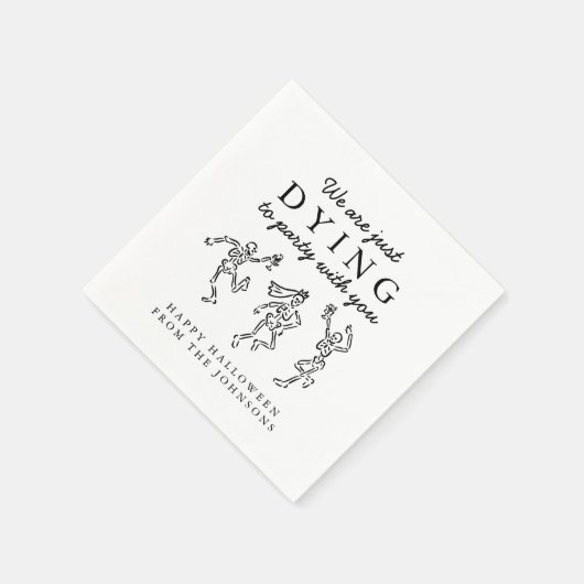 Whimsical Hand Drawn Skeletons Halloween Party Serviette (Ecke)