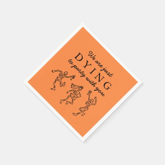 Whimsical Hand Drawn Skeletons Halloween Party Serviette (Ecke)