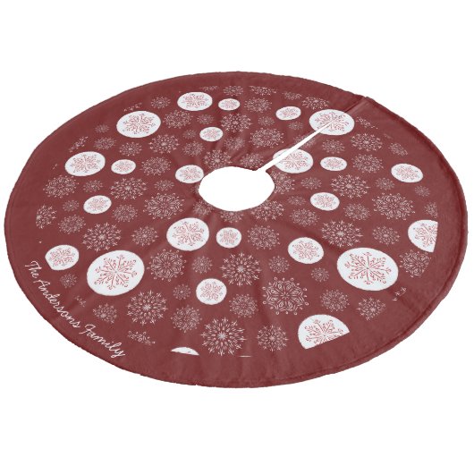 Whimsical Hand Drawn Snowflake Pattern Fleece Weihnachtsbaumdecke (Schrägansicht)