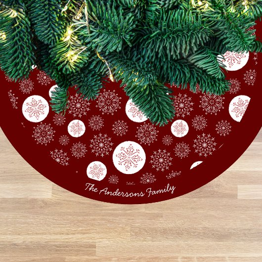 Whimsical Hand Drawn Snowflake Pattern Fleece Weihnachtsbaumdecke