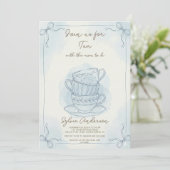 Whimsical Hand Drawn Tea Baby Shower Einladung (Stehend Vorderseite)