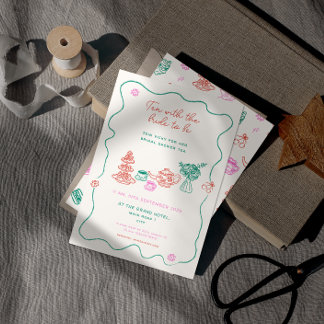 Whimsical Hand Drawn Tee Party Brautparty Einladung