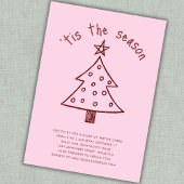 Whimsical Hand Drawn Tree Rosa Weihnachtsfest Part Einladung