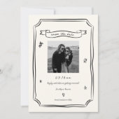 Whimsical Hand Drawn Unique Wedding Photo Save The Date (Vorderseite)