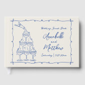 Whimsical Hand Drawn Vintag Blue Wedding Gästebuch (Vorderseite)