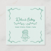 Whimsical Hand Drawn Wedding Cake Bakary Business Quadratische Visitenkarte (Vorderseite)
