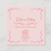 Whimsical Hand Drawn Wedding Cake Bakary Business Quadratische Visitenkarte (Vorderseite)