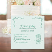 Whimsical Hand Drawn Wedding Cake Bakary Business Quadratische Visitenkarte
