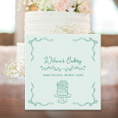 Whimsical Hand Drawn Wedding Cake Bakary Business Quadratische Visitenkarte