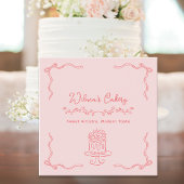 Whimsical Hand Drawn Wedding Cake Bakary Business Quadratische Visitenkarte