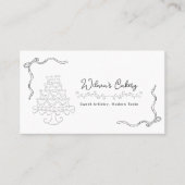 Whimsical Hand Drawn Wedding Cake Bakary Business Visitenkarte (Vorderseite)
