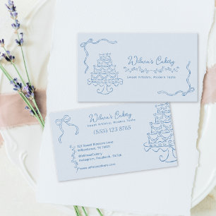 Whimsical Hand Drawn Wedding Cake Bakary Business Visitenkarte