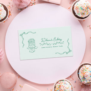 Whimsical Hand Drawn Wedding Cake Bakary Business Visitenkarte