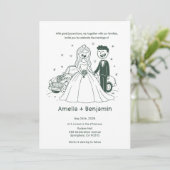 Whimsical Hand Drawn Wedding Couple | Wedding Einladung (Stehend Vorderseite)