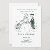 Whimsical Hand Drawn Wedding Couple | Wedding  Einladung (Vorne/Hinten)