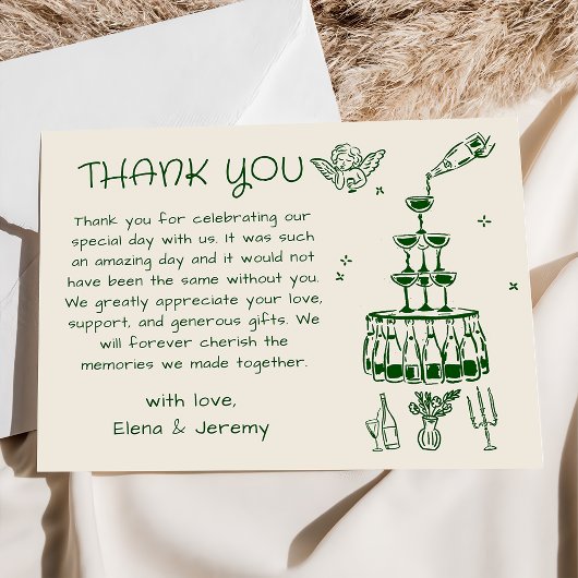 Whimsical Hand Drawn Wedding Danke Karte