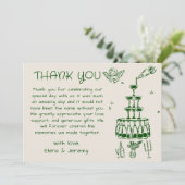 Whimsical Hand Drawn Wedding Danke Karte (Stehend Vorderseite)