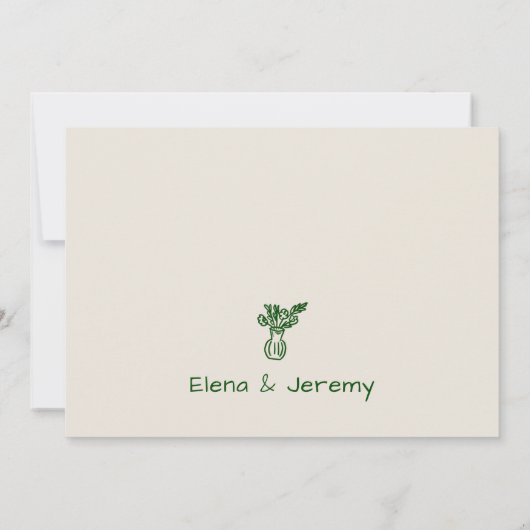 Whimsical Hand Drawn Wedding Danke Karte (Rückseite)