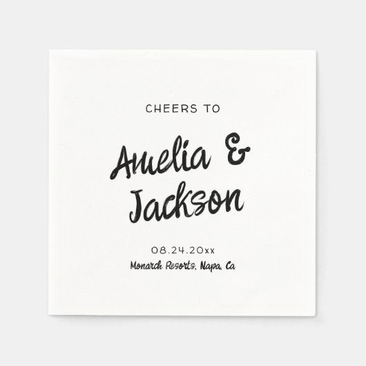 Whimsical Hand Drawn Wedding Einladung Serviette (Vorderseite)