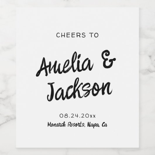 Whimsical Hand Drawn Wedding Einladung Weinetikett (Einzelnes Label)