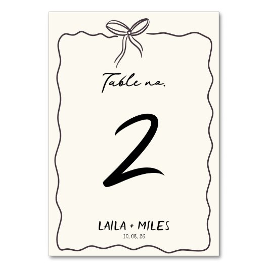 Whimsical Hand drawn wedding Event Tischnummer (Vorderseite)