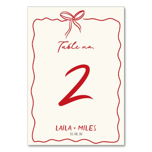 Whimsical Hand drawn wedding Event Tischnummer (Vorderseite)
