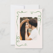 Whimsical Hand Drawn Wedding Foto Green Save The Date (Rückseite)