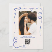 Whimsical Hand Drawn Wedding Foto Navy Blue Save The Date (Rückseite)