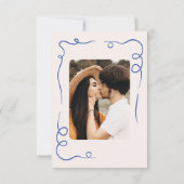 Whimsical Hand Drawn Wedding Foto Navy Blue Save The Date (Rückseite)