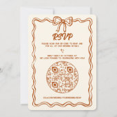 Whimsical Hand Drawn Wedding Invitation Cute Bows Einladung (Rückseite)