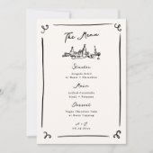 Whimsical Hand Drawn Wedding Menu Einladung (Vorderseite)