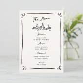 Whimsical Hand Drawn Wedding Menu Einladung (Stehend Vorderseite)