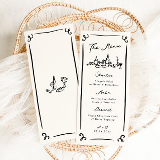 Whimsical Hand Drawn Wedding Menu Menükarte