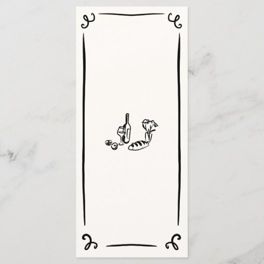 Whimsical Hand Drawn Wedding Menu Menükarte (Rückseite)