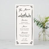 Whimsical Hand Drawn Wedding Menu Menükarte (Stehend Vorderseite)