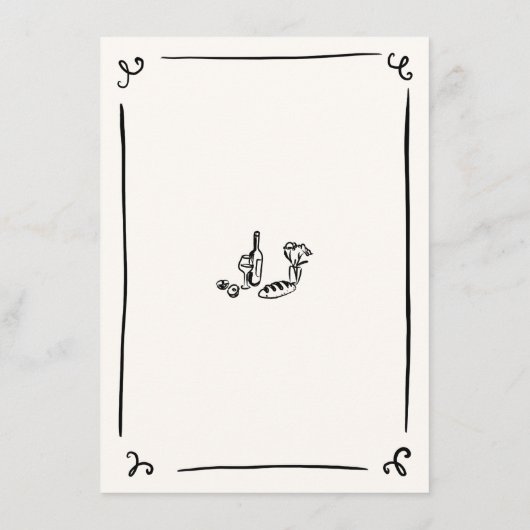 Whimsical Hand Drawn Wedding Menu Menükarte (Rückseite)