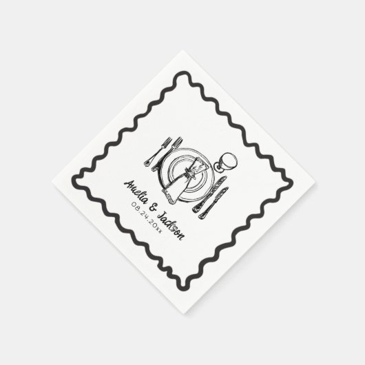 Whimsical Hand Drawn Wedding Napkins Serviette (Ecke)